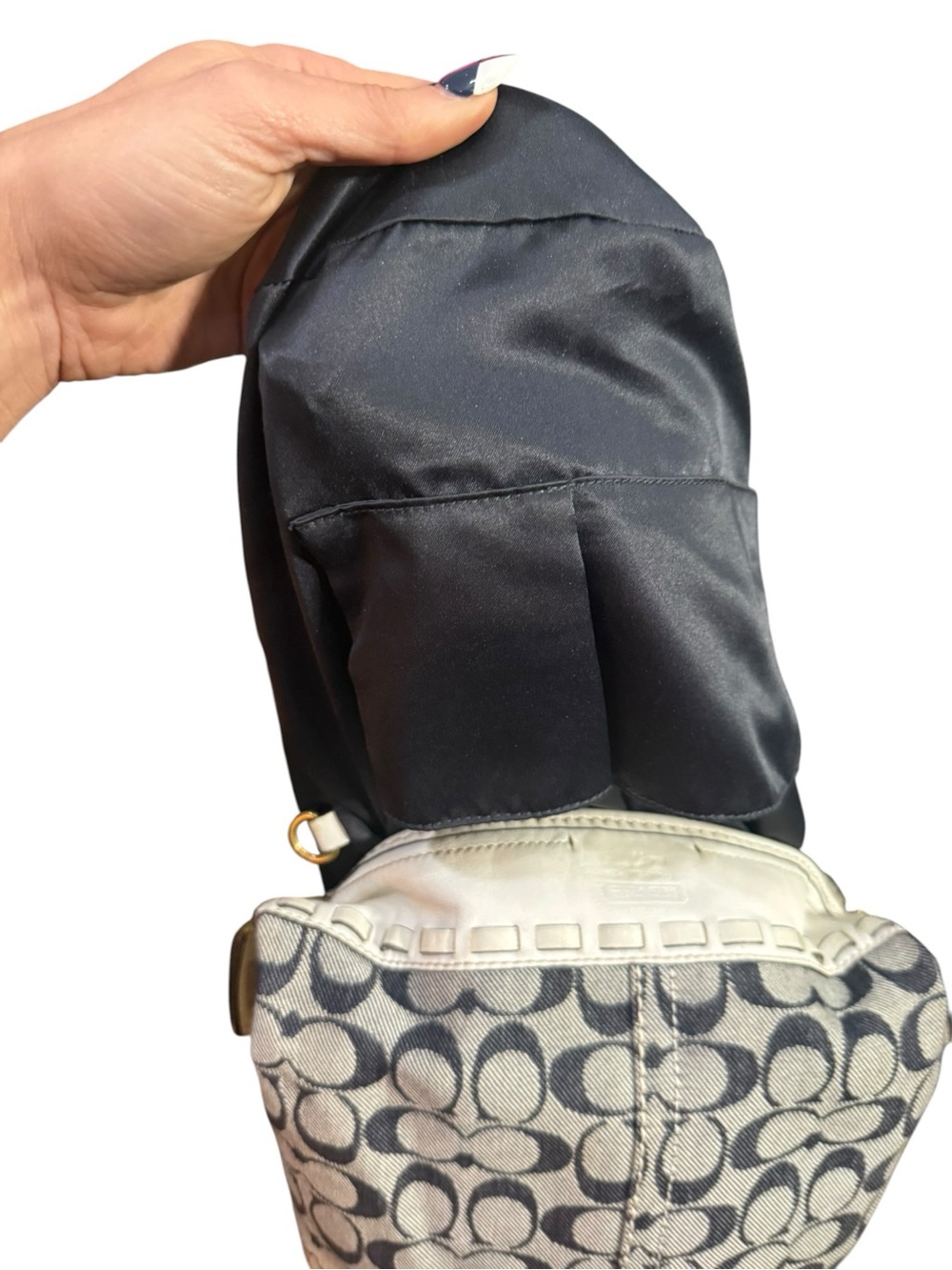 Coach 2007 Bleecker Signature Denim Bucket Bag Blue Canvas White Leather Y2K - Picture 3 of 13